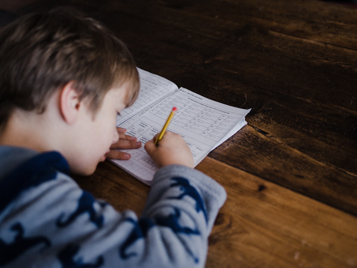 Niño estudiando